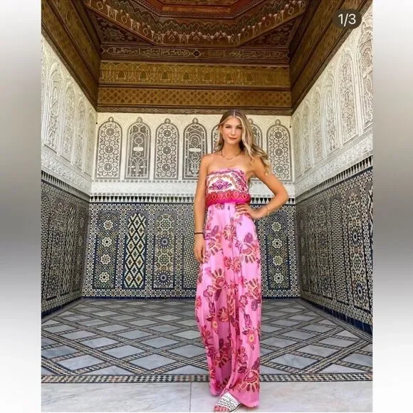 Zara blogger favorite strapless wide leg jumpsuit NWT - Picture 4 of 12